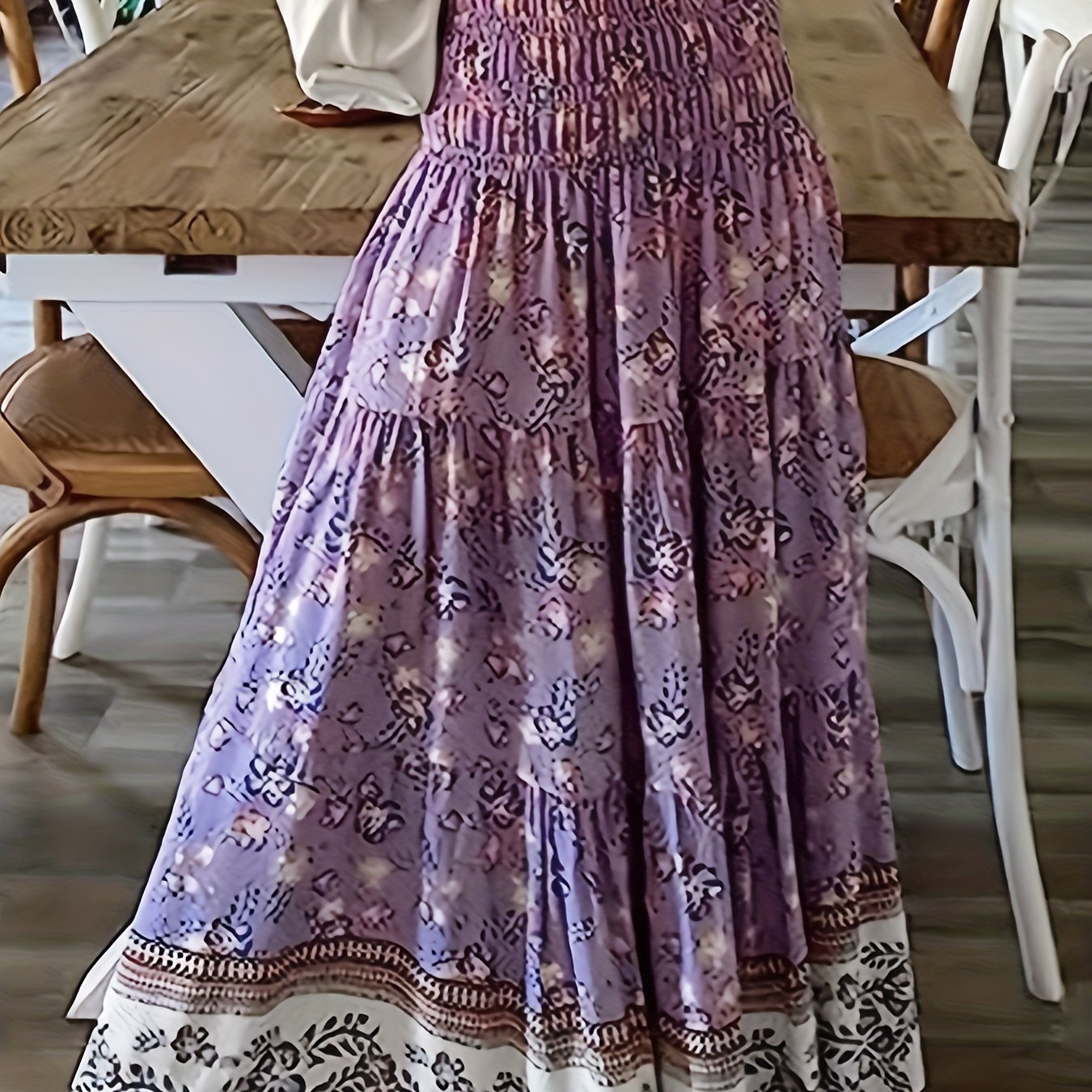 Floral Print Elastic High Rise Smock Skirt M