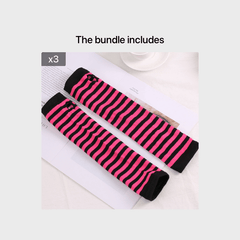 Knitted Striped Fingerless Elbow Gloves Warmer For Christmas Party