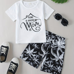 2pcs Boys Teen Casual T-shirt & Shorts Set for Summer