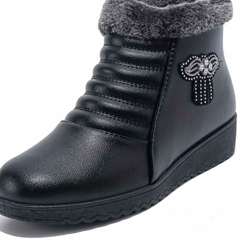 Women's Rhinestone Short Boots Plush Lined Ankle Boots