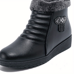 Women's Rhinestone Short Boots Plush Lined Ankle Boots