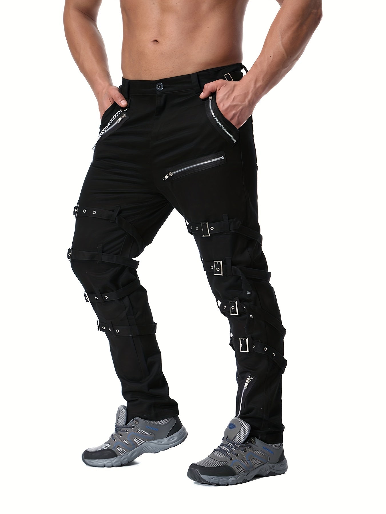 Men's Vintage Cargo Pants Zipper Cotton Casual Trousers