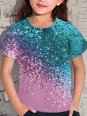 Tie Dye Unicorn Print Short Sleeve T shirt Girls Comfy Tees Pullover