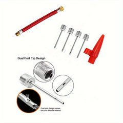 Portable Air Pump with Needle Nozzle and Extension Hose for Inflatables