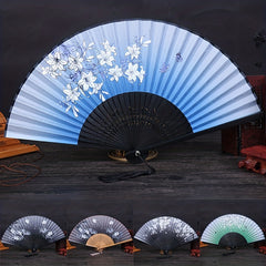 Plum Blossom Folding Fan Gift Summer Silk Fan