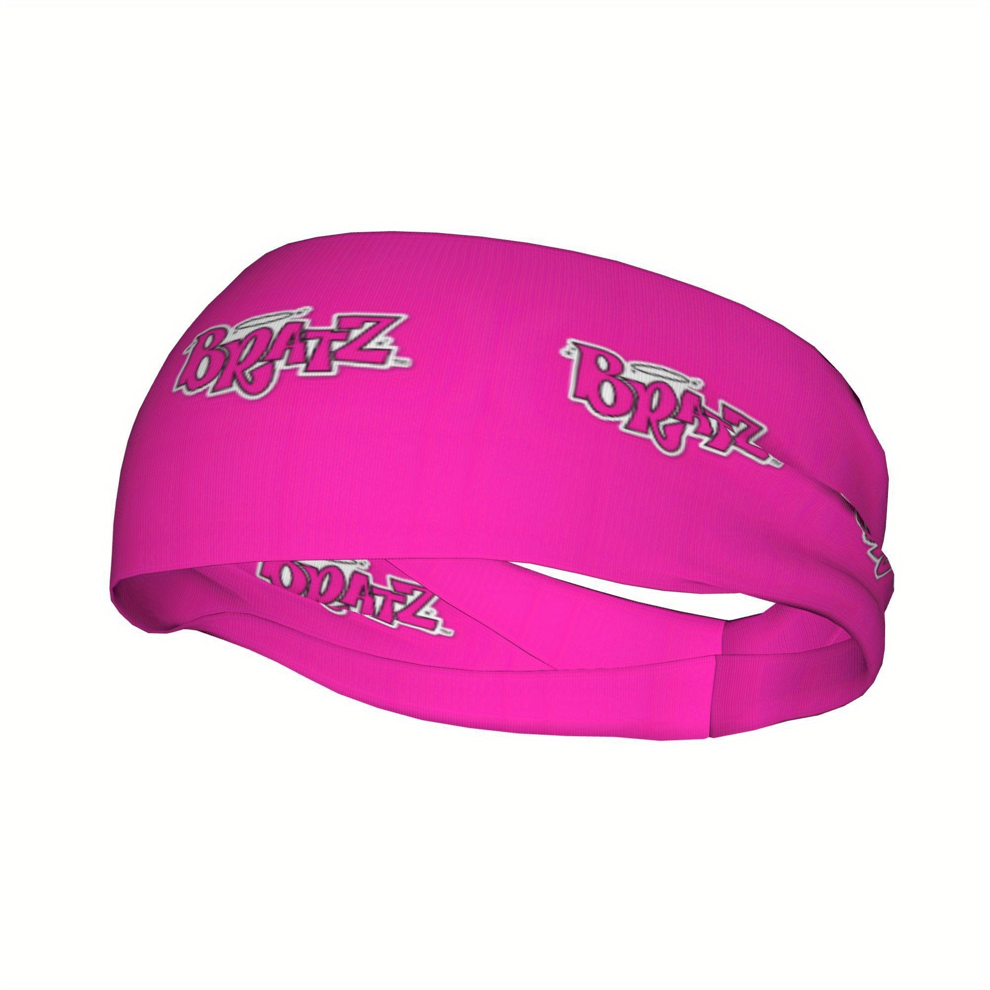 Unisex Sports Headband Sweat Wicking Stretchy Pink BRZ Print