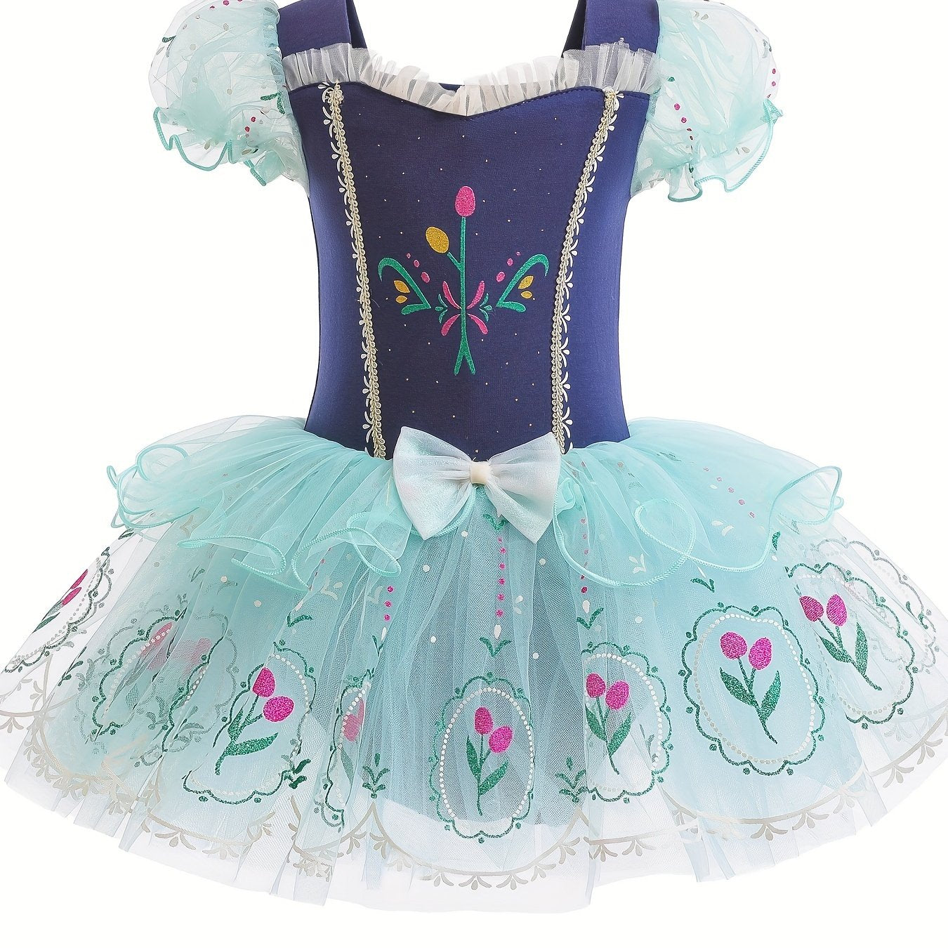 Girls Ballet Dress Ruffled Sleeve Dance Tutu Princess Costume