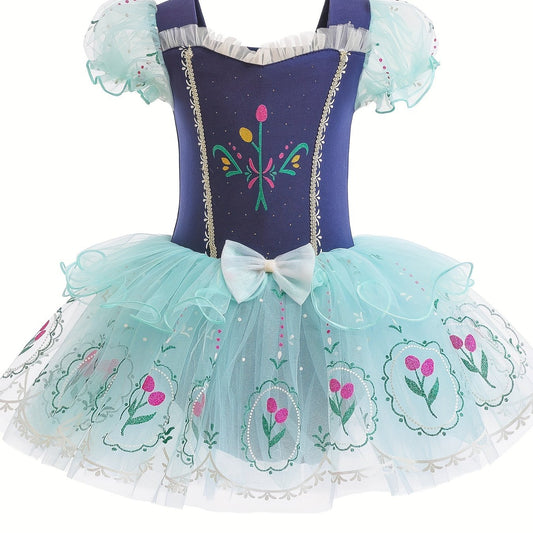 Girls Ballet Dress Ruffled Sleeve Dance Tutu Princess Costume
