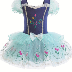 Girls Ballet Dress Ruffled Sleeve Dance Tutu Princess Costume