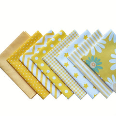 8pcs Yellow Series Fabric Patchwork DIY Sewing Quilting Material