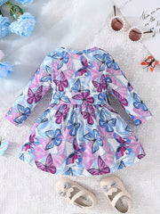 Baby Girls Butterfly Print Long Sleeve Dress