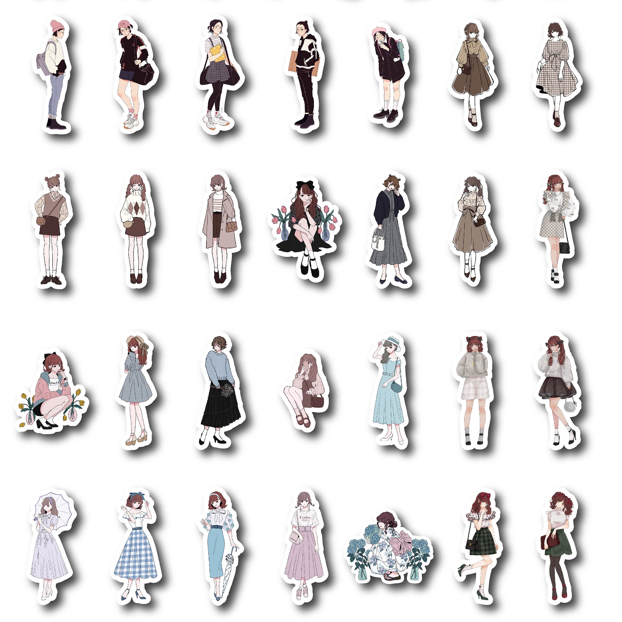 50 Waterproof Cartoon Stickers for Notebooks and Water Bottles