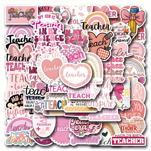 55 Assorted Inspirational Teaching Stickers for Teachers - Mixed Colors