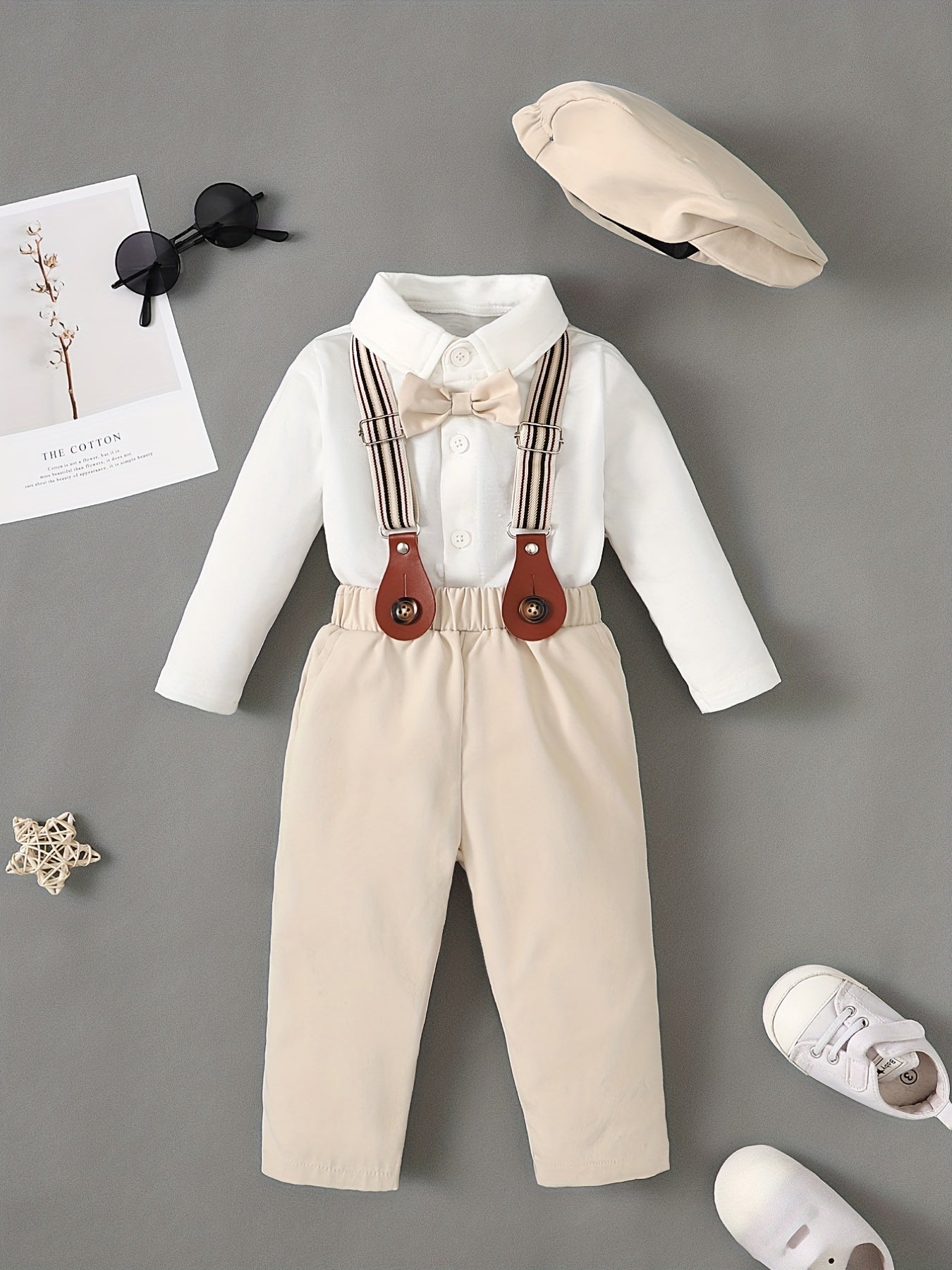 Baby Boys 2pcs Shirt With Suspender Pants Set