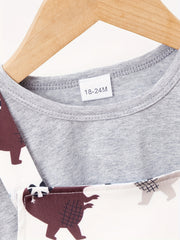 Baby Boy's Dino Suspender Pants & T-shirt Set