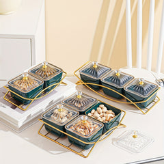 Golden Edge Bead Decor Snack Plate for Events