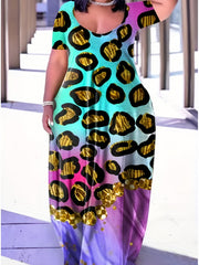 Plus Glitter Leopard Print Maxi Dress