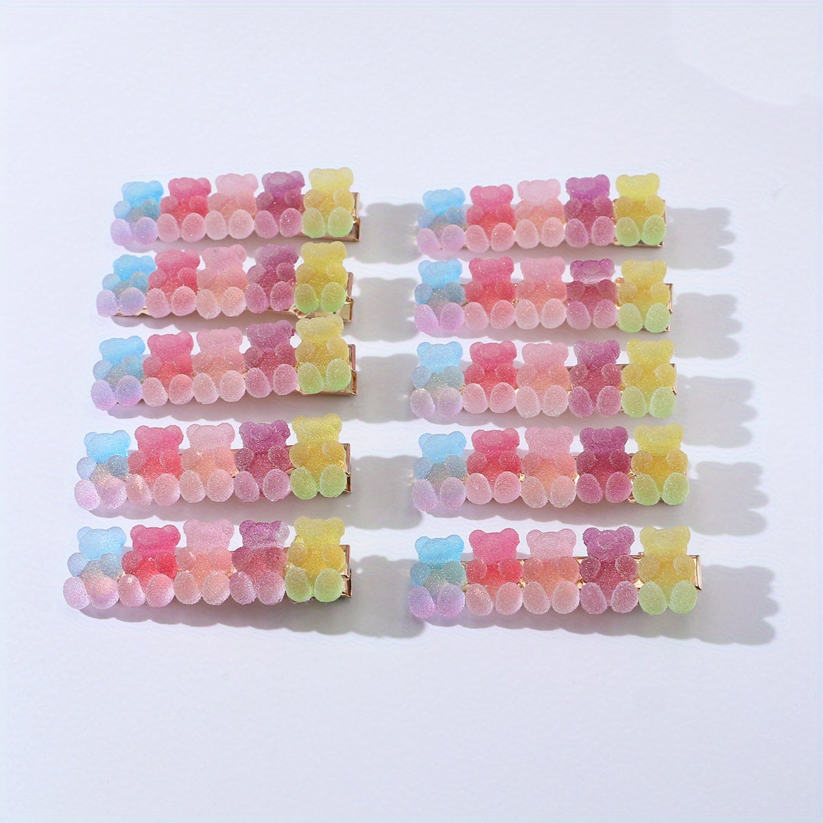 10pcs Baby Girls Gradient Bear Pattern Hair Clip Headwear