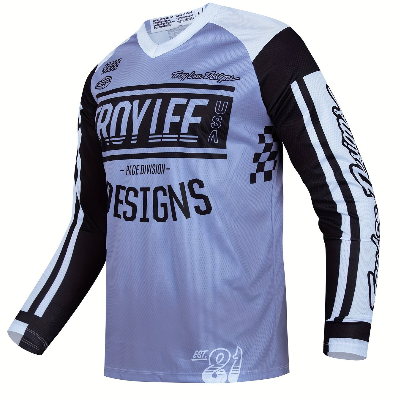 Men's Letter Print Block Long Sleeve V Neck T shirt