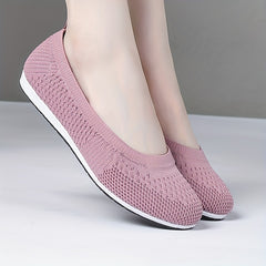 Women's Knitted Flat Shoes Comfortable Slip On Casual Walking Flats