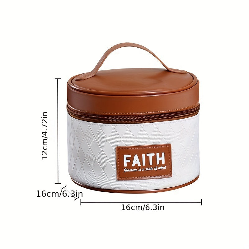 Colorblock Letter Patched Cosmetic Bag Zipper Argyle Makeup Organizer