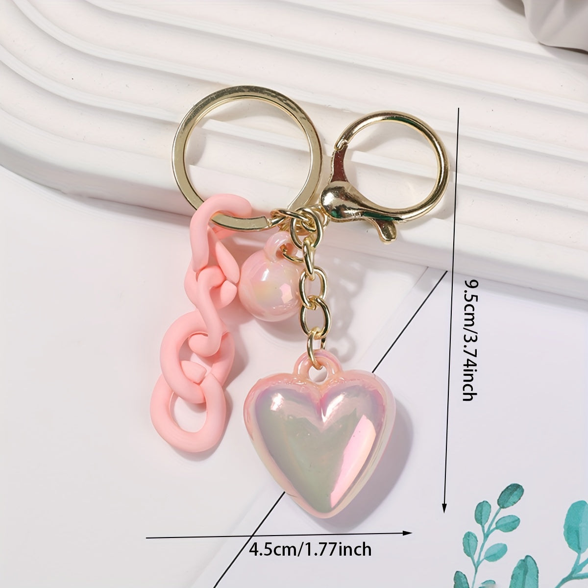 Heart Shape Pendant With Faux Pearl & Chain Key Holder For Women