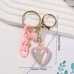 Heart Shape Pendant With Faux Pearl & Chain Key Holder For Women