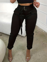 High Waist Cargo Pants Solid Cropped Pants