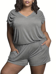 V-Neck Waist Romper