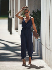 Leaves Print Split Jumpsuit Women's Clothing