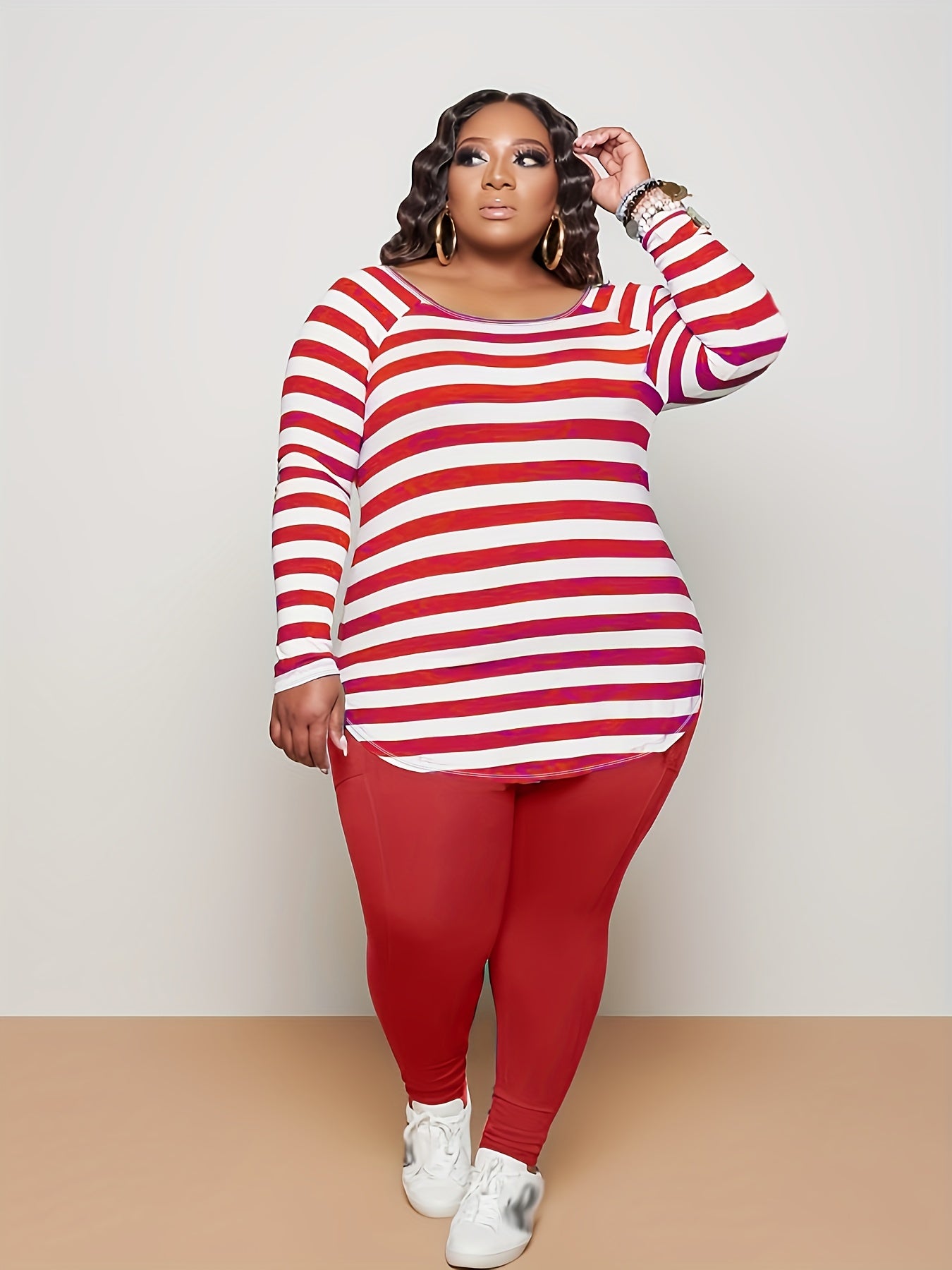 Long Sleeve T shirt & Pants Set Women's Medium Stretch 2pcs Set