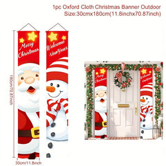 Christmas Porch Banner Sign Decorations Hanging Ornaments Door Decor