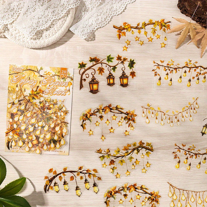 20pcs Retro Colorful LED Strip Stickers Transparent Waterproof for Scrapbooking
