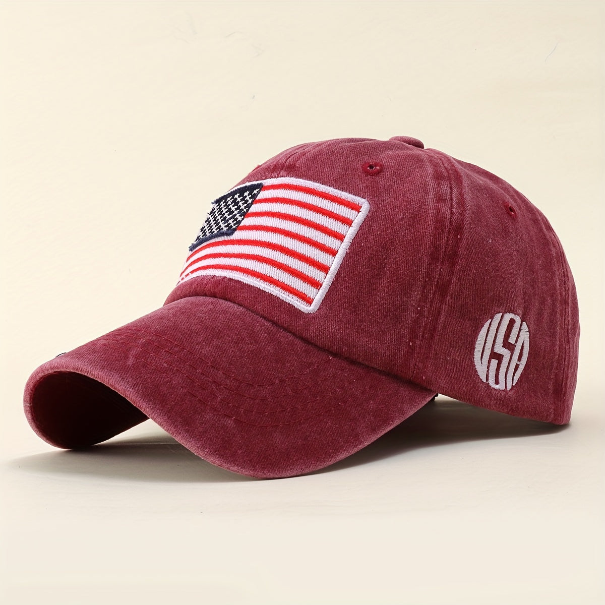 American Flag Embroidery Baseball Cap Washed Distressed Independence Patriotic