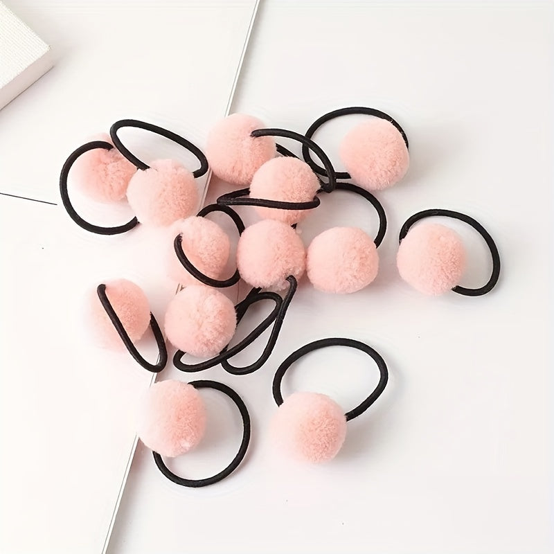 10pcs Plush Ball Hair Bands Ponytail Holders Hair Accessories for Baby Girls