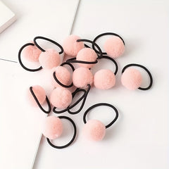 10pcs Plush Ball Hair Bands Ponytail Holders Hair Accessories for Baby Girls
