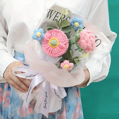 Crochet Wool Eternal Flower Rose Sunflower Bouquet Gift Handicrafts