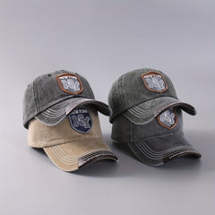 Unisex Sunshade Denim Baseball Cap with Letter Embroidery