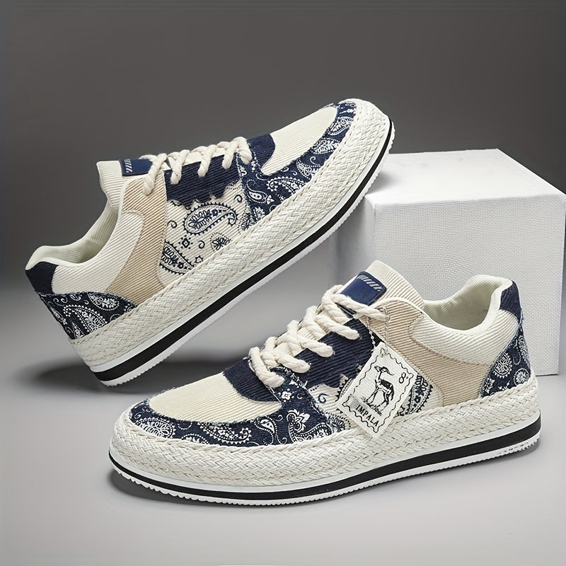 Men's Canvas Skate Shoes Lightweight Lace Up Non Slip Sneakers