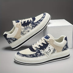 Men's Canvas Skate Shoes Lightweight Lace Up Non Slip Sneakers