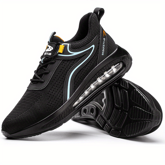 Men's Steel Toe Work Safety Shoes Breathable Knitted Non Slip Puncture Proof