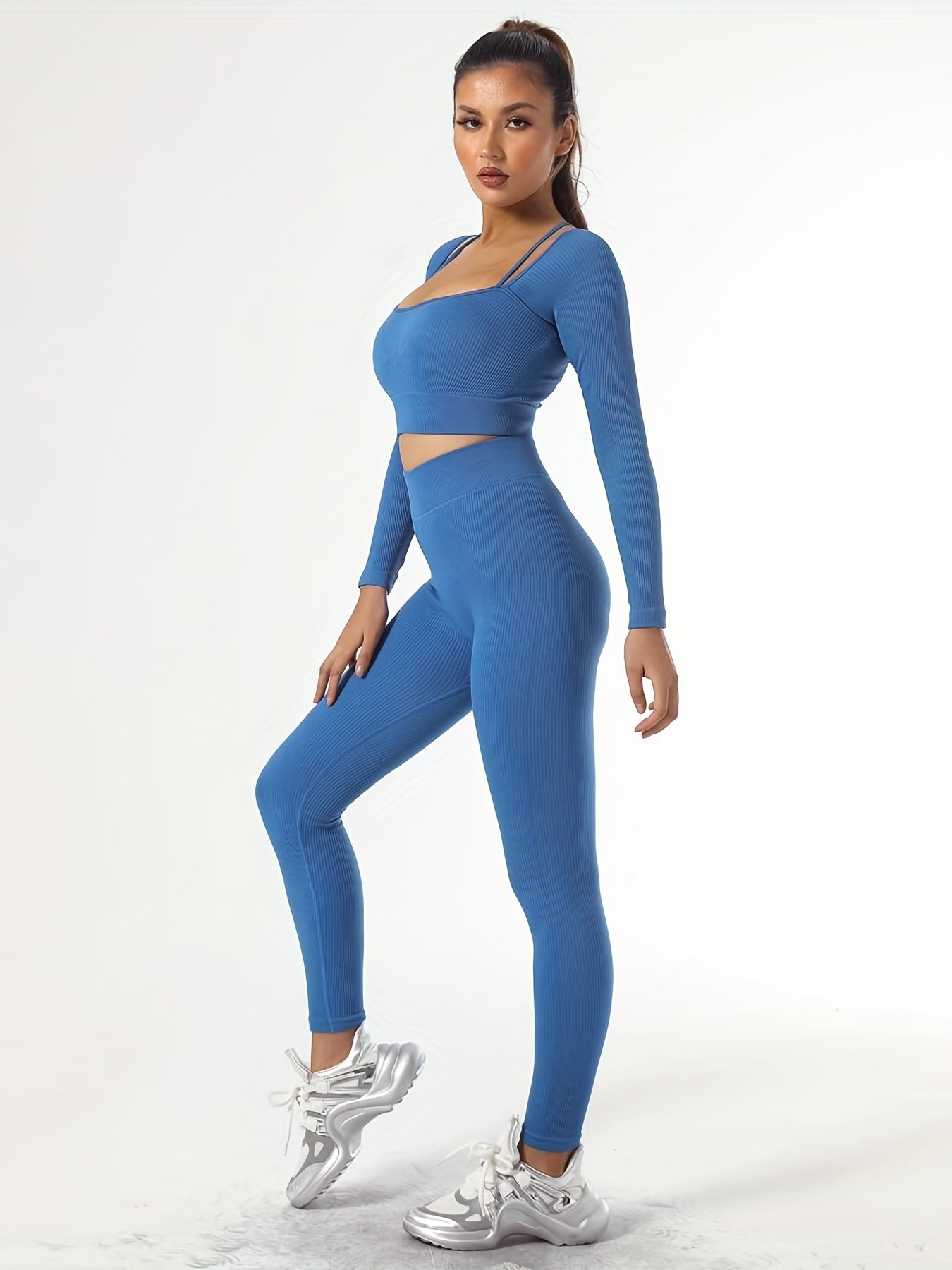 Yoga Sets Long Sleeve Top & High Waisted Leggings Activewear