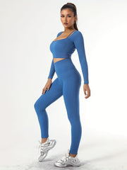 Yoga Sets Long Sleeve Top & High Waisted Leggings Activewear