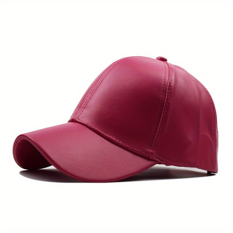 Unisex Outdoor PU Solid Baseball Cap | Smooth Leather All-match Dad Hat