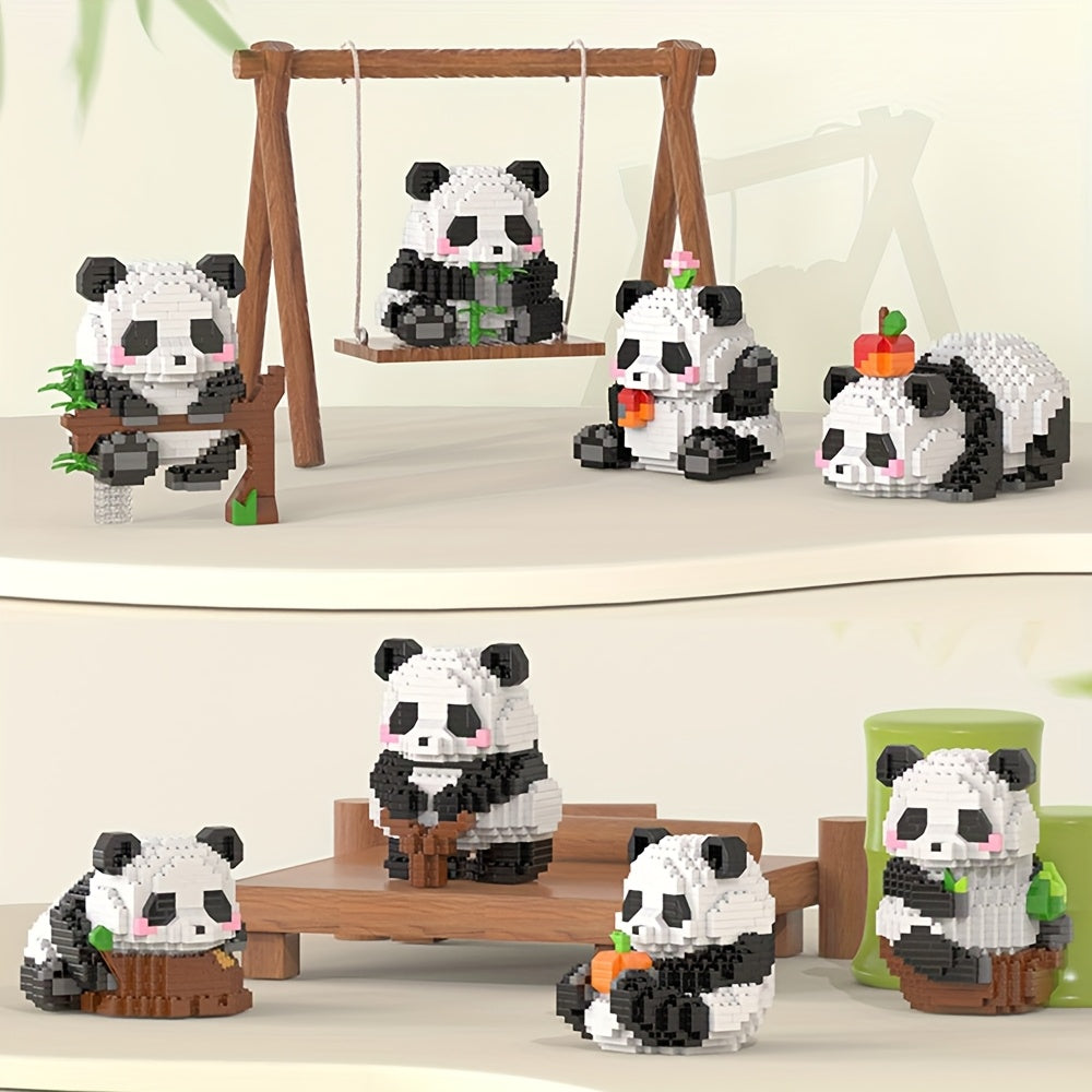 3D Mini Panda Model Building Blocks Toys DIY Assembly Desktop Orname