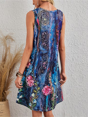 Floral Print V Neck Tank Dress