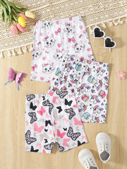 3pcs Girls' Bike Shorts with Cartoon Print Regular Fit Comfy Shorts