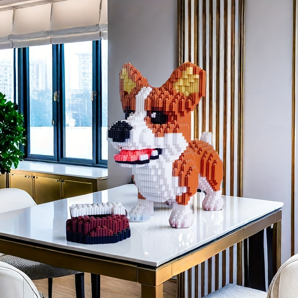 4000pcs Corgi Dog Building Blocks Set Cute Cartoon Animals Interlocking Bricks