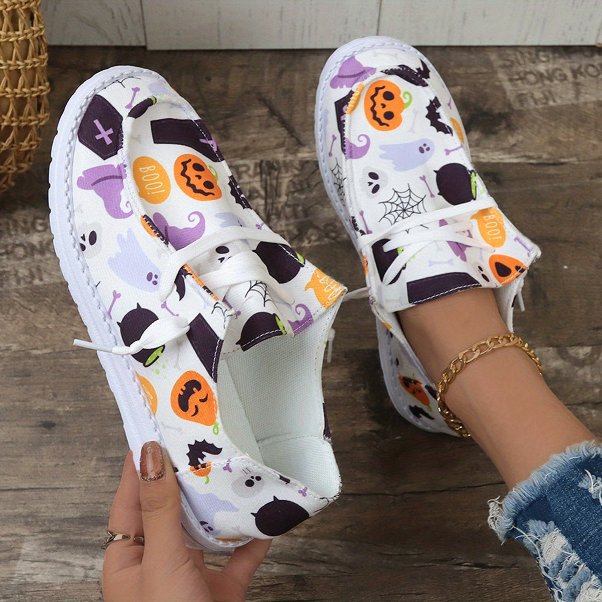 Halloween Pumpkin Ghost Lightweight Boat Shoes