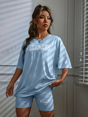 Casual T-shirt & Shorts Set High Waist Skinny Outfit Women's Clothing